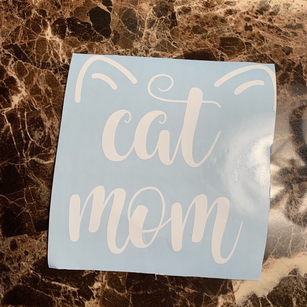 Cat Mom Car Window Decal Sticker Cat Lover (White)